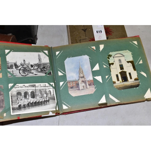 515 - POSTCARDS, two albums containing approximately  328 postcards, album one features 172 postcards of b... 