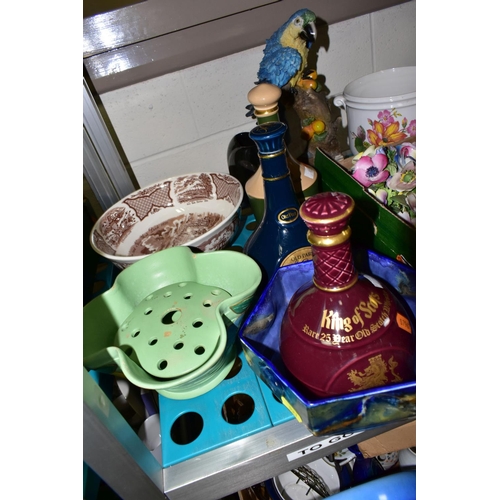 521 - SIX BOXES AND LOOSE CERAMICS, GLASS AND SUNDRY ITEMS, to include a Sylvac 4556 vase, 2485 'Hyacinth'... 