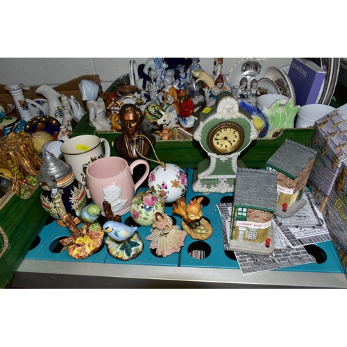 523 - FOUR BOXES AND LOOSE CERAMICS AND SUNDRY ITEMS, to include a small Emma Bridgewater jug decorated wi... 