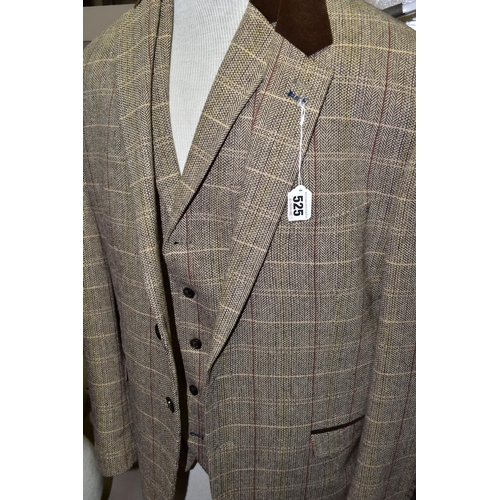 525 - A HOUSE OF CAVANI THREE PIECE SUIT, comprising jacket, trousers and waist coat in a brown tweed-styl... 