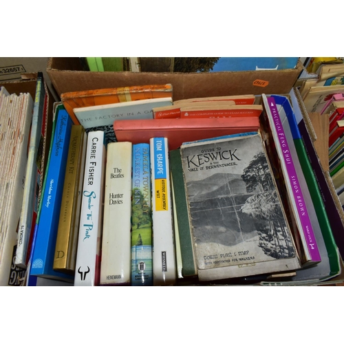 539 - BOOKS, six boxes containing approximately 110-120 miscellaneous titles in hardback and paperback for... 