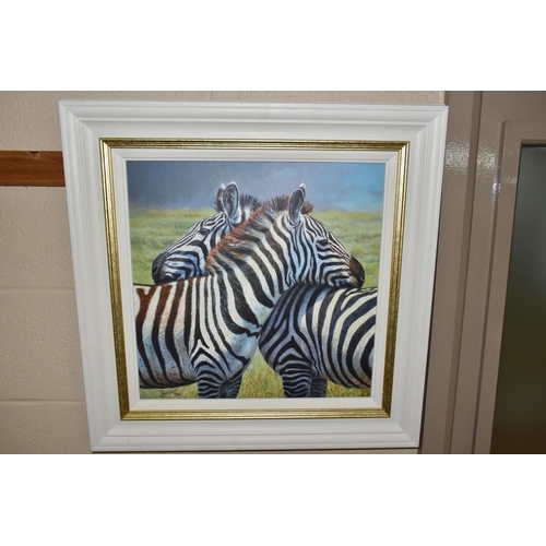 550 - TONY FORREST (BRITISH 1961) 'NEAREST AND DEAREST', a signed limited edition print of zebras 59/195, ... 