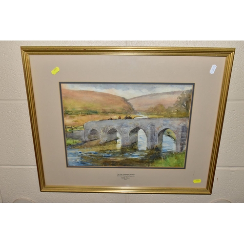 554 - TWO WATERCOLOURS AND A LIMITED PRINT, comprising Rose Fell, 'The Old Packhorse Bridge, Derwent Valle... 