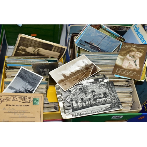 563 - POSTCARDS / PHOTOGRAPHS/STAMPS ETC, two boxes containing approximately 750-800 Postcards and Photogr... 