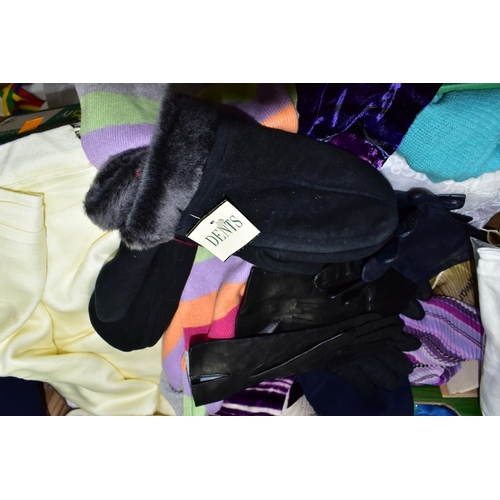 571 - SIX BOXES OF ASSORTED CLOTHES to include over forty ladies assorted woollen and cashmere sweaters an... 