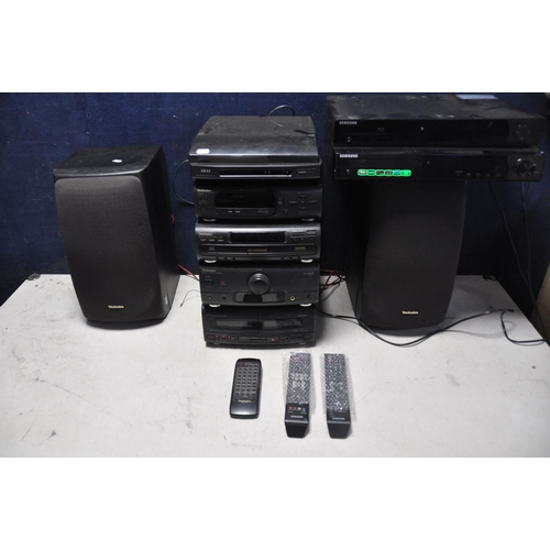 1073 - A COLLECTION OF ELECTRICALS to include a Techniks stacking separates with remote and speakers (some ... 