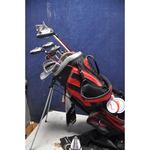 1078 - GOLFING EQUIPMENT to include a nearly full set of Taylor made, and Mizuno clubs all inside a Macgreg... 