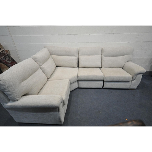 1317 - A HSL OATMEAL UPHOLSTERED CORNER SOFA, length 262cm x depth 192cm x height 100cm (good condition