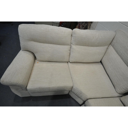 1317 - A HSL OATMEAL UPHOLSTERED CORNER SOFA, length 262cm x depth 192cm x height 100cm (good condition