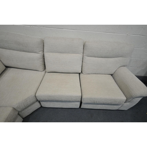 1317 - A HSL OATMEAL UPHOLSTERED CORNER SOFA, length 262cm x depth 192cm x height 100cm (good condition