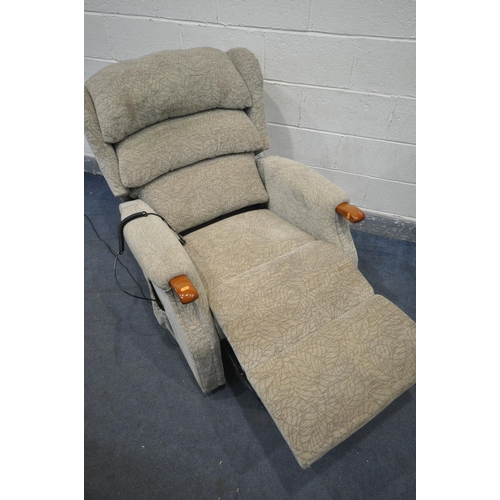 1326 - A CELEBRITY OATMEAL RISE AND RECLINE ARMCHAIR (condition - some stains, PAT pass and working)