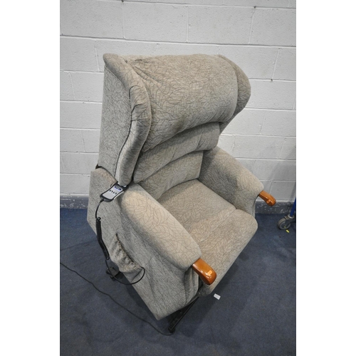 1326 - A CELEBRITY OATMEAL RISE AND RECLINE ARMCHAIR (condition - some stains, PAT pass and working)