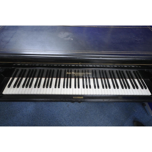 1328 - JOHN BROARDWOOD & SONS OF LONDON, A LATE 19TH CENTURY EBONISED 7FT5 SEMI CONCERT GRAND PIANO, serial... 