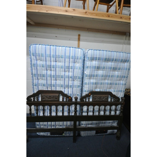 1331 - TWO KOZEE SLEEP SINGLE DIVAN BED AND MATTRESSES, and a headboard (3)