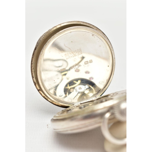 17 - AN EARLY 20TH CENTURY SILVER FULL HUNTER POCKET WATCH, the circular white dial with Roman numeral ho... 