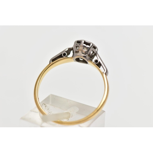 2 - A YELLOW METAL DIAMOND SINGLE STONE RING, the brilliant cut diamond star set, to the tapered shoulde... 