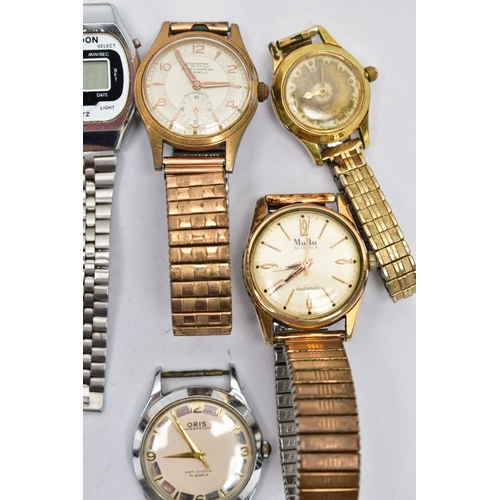 49 - A BAG OF ASSORTED WRIST WATCHES, a Oris watch head together with, nine wrist watches, names to inclu... 