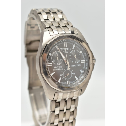 95 - A TISSOT WRISTWATCH, the grey dial, with luminescent hourly applied markers, silver coloured lumines... 