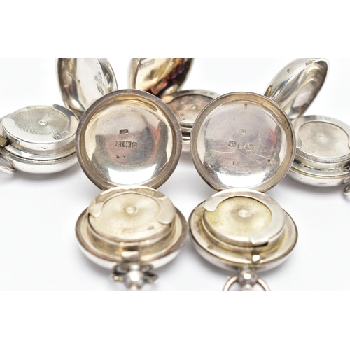 109 - FIVE VICTORIAN, EDWARDIAN AND GEORGE V SILVER SOVEREIGN CASES OF CIRCULAR FORM, all with hanging loo... 