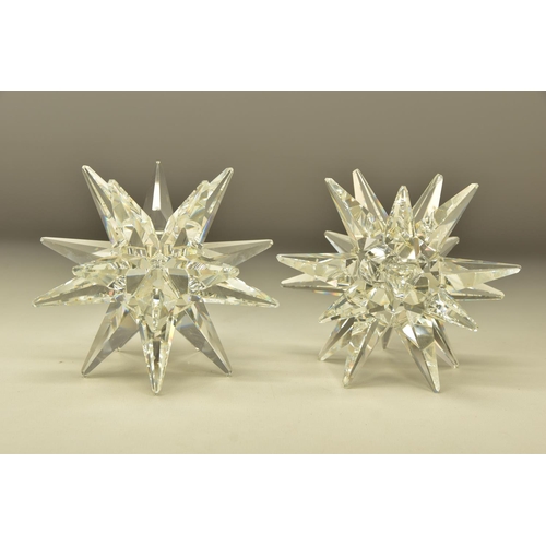 141 - TWO BOXED SWAROVSKI CRYSTAL 143L STAR CANDLEHOLDERS  (013748), 1987 retired 1996, height 11cm x widt... 