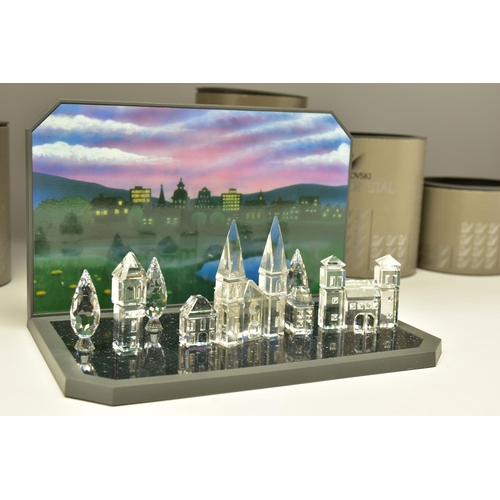 155 - SWAROVSKI CRYSTAL CITY SCENE, comprising boxed Houses Set 1 (158980) 1990, boxed House Set 2 (158981... 