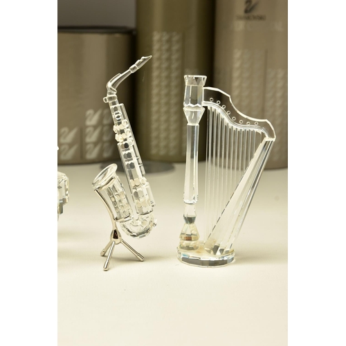 157 - FIVE BOXED SWAROVSKI CRYSTAL MUSICAL INSTRUMENTS  FROM CRYSTAL MELODIES SERIES, comprising Lute and ... 