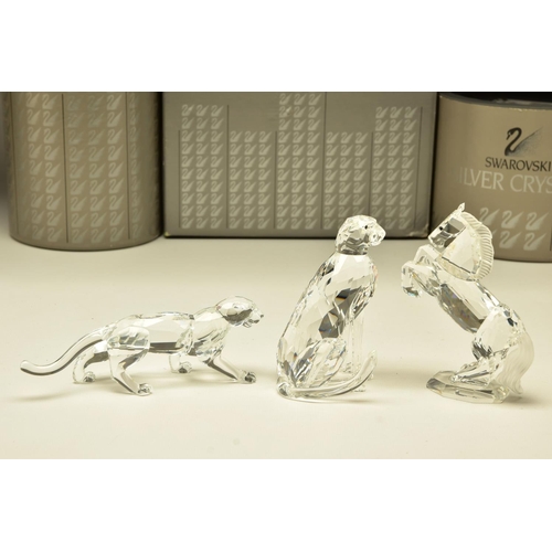 158 - THREE BOXED SWAROVSKI CRYSTAL ANIMALS, comprising two from African Wildlife series Cheetah (183225) ... 