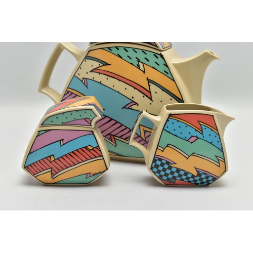 185 - A ROSENTHAL STUDIO-LINE 'FLASH' THREE PIECE TEA SET DESIGNED BY DOROTHY HAFNER, comprising tea pot a... 