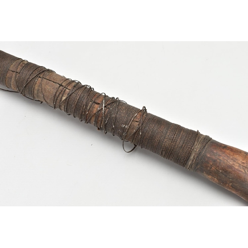 217 - A FIJIAN WAKA, the rootstock club with string bindings to the majority of the shaft (in a fragile st... 