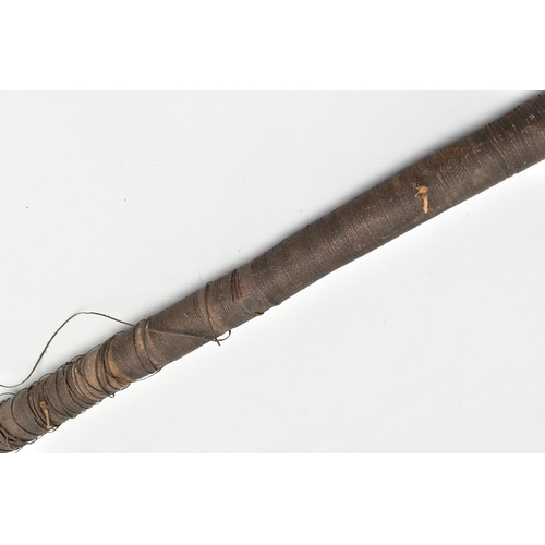 217 - A FIJIAN WAKA, the rootstock club with string bindings to the majority of the shaft (in a fragile st... 