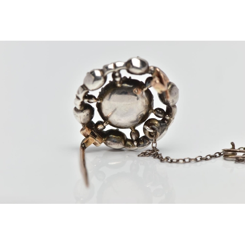 3 - A GEORGIAN DIAMOND CLUSTER BROOCH, set with a principal old European cut diamond, measuring approxim... 