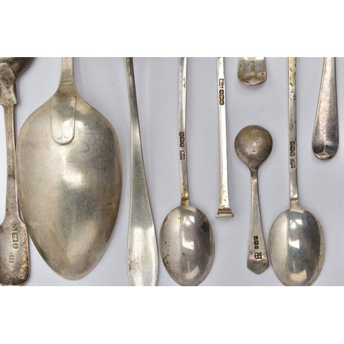 42 - A PARCEL OF ASSORTED LATE 18TH, 19TH AND 20TH CENTURY SILVER SPOONS, including a George III Old Engl... 