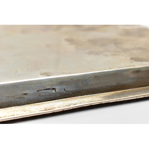 68 - AN EARLY 20TH CENTURY SILVER RECTANGULAR TRAY, gadrooned rim, marks totally illegible due to rubbing... 