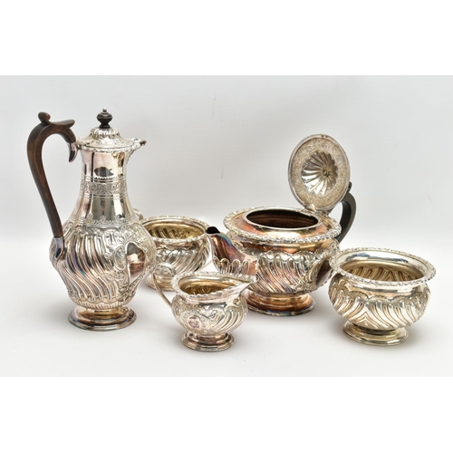 79 - A LATE VICTORIAN OAK CASED FIVE PIECE SILVER TEA SERVICE BY Z BARRACLOUGH & SONS OF LEEDS, the case ... 