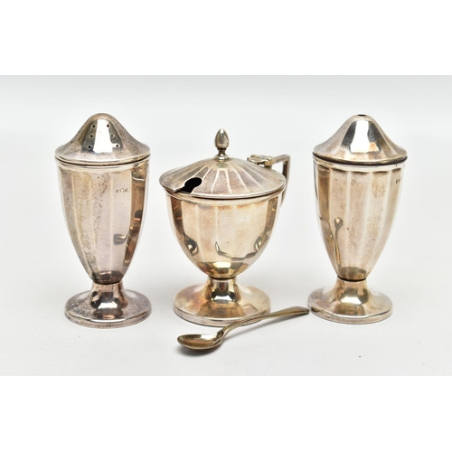 81 - A SMALL ASSORTMENT OF 19TH AND 20TH CENTURY SILVER, to include a cased condiment set, containing a s... 