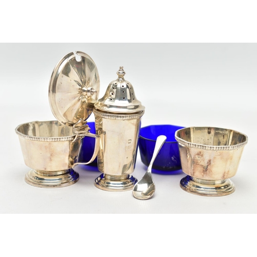 84 - A SELECTION OF 18TH AND 19TH CENTURY SILVER ITEMS, to include a group of four George III cauldron sa... 