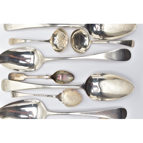 86 - A SELECTION OF ASSORTED 19TH AND 20TH CENTURY SILVER SPOONS, to include a pair of George III Old Eng... 