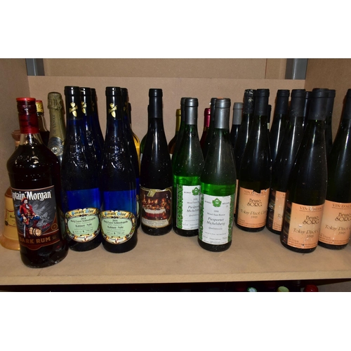 440 - WINE, twenty-nine bottles of White or Rose Wine, two bottles of blended Whisky (Wm. Grant and a Bell... 