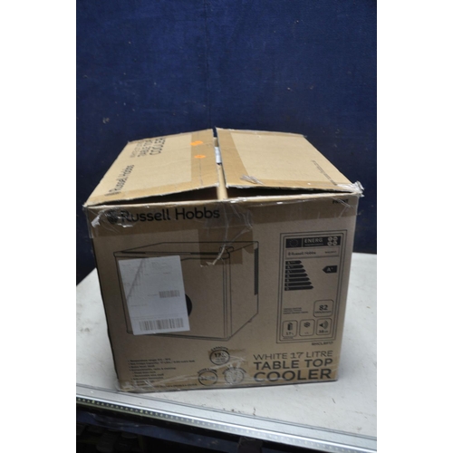 1057 - A RUSSELL HOBBS RHCLRF17 TABLE TOP COOLER white 17 litre table top cooler in brand new condition in ... 