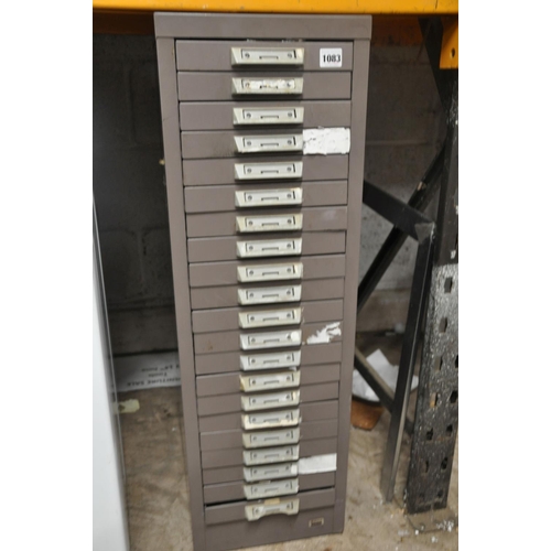 1083 - A TWENTY ONE DRAW FILING CABINET measuring width 30cm x depth 42cm x height 90cm along with a smalle... 