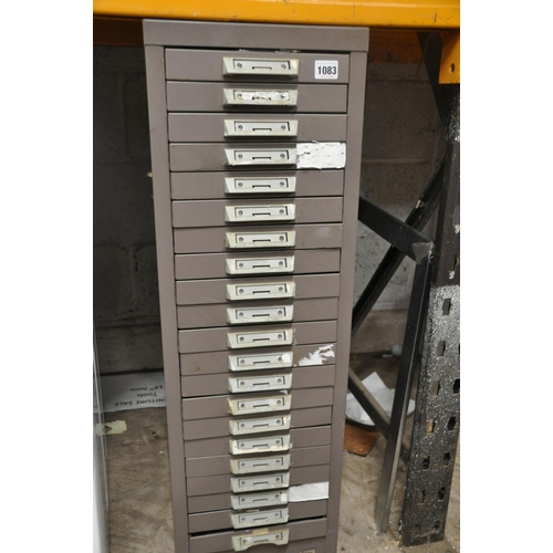 1083 - A TWENTY ONE DRAW FILING CABINET measuring width 30cm x depth 42cm x height 90cm along with a smalle... 