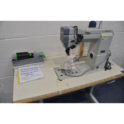 1087 - A WIMSEW W-8810 INDUSTRIAL SEWING MACHINE on casters (PAT pass and working) along with a smaller Bab... 