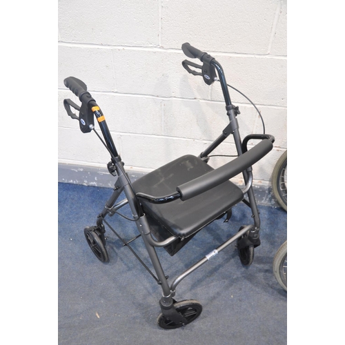 1109 - A DMA WHEELCHAIR with blue fabric seat along with a Days folding rollator (2)