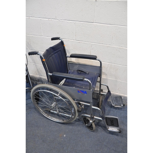 1109 - A DMA WHEELCHAIR with blue fabric seat along with a Days folding rollator (2)