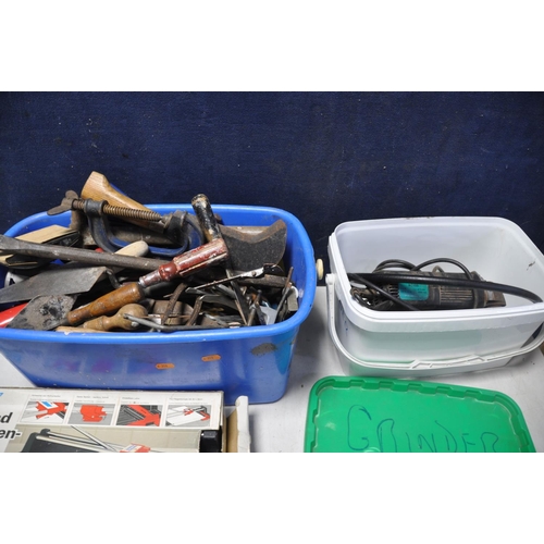 1115 - THREE TUBS OF TOOLS to include Black and Decker PowerFile, Bosch jigsaw, Bosch jigsaw, Atlas AC109 a... 