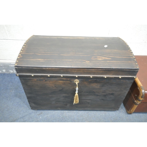 1210 - AN OVER PAINTED DOME TOP TRUNK, with twin metal handles., width 75cm x depth 45cm x height 54cm, alo... 