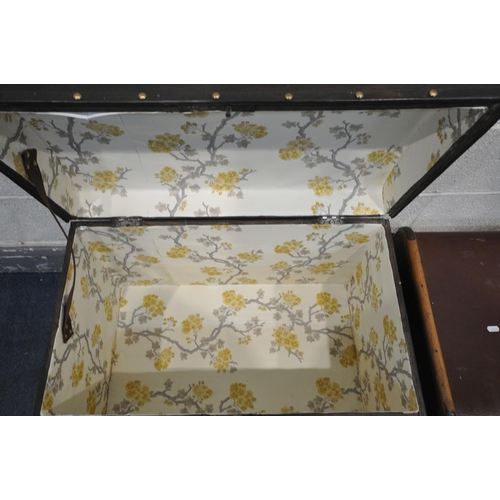 1210 - AN OVER PAINTED DOME TOP TRUNK, with twin metal handles., width 75cm x depth 45cm x height 54cm, alo... 