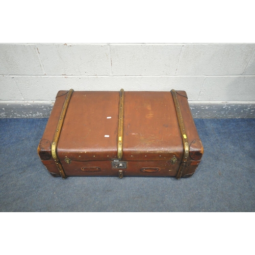 1210 - AN OVER PAINTED DOME TOP TRUNK, with twin metal handles., width 75cm x depth 45cm x height 54cm, alo... 