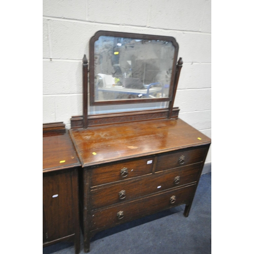 1226 - TWO EARLY 20TH CENTURY DRESSING CHESTS, with single swing mirrors, and four drawers, width 107cm x d... 