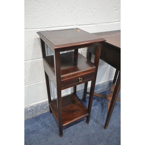 1231 - A GEORGIAN MAHOGANY LAMP TABLE, with a single drawers, on square tapered legs, united by a cross str... 